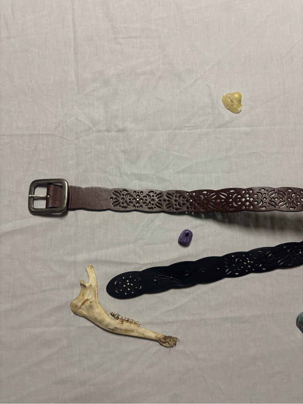Brown Leather Belt with Square Buckle